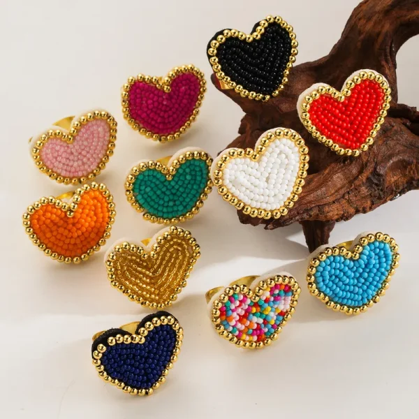 Heart Shape Glass Plating Open Rings - Image 10
