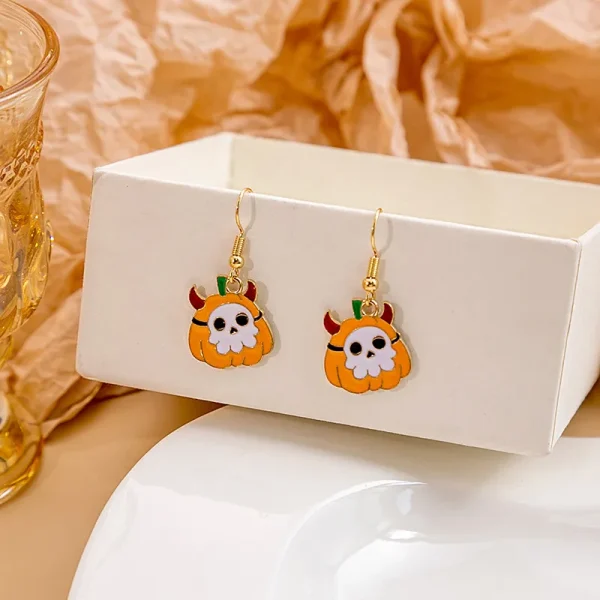 Pumpkin Spider Enamel Earrings - Image 13